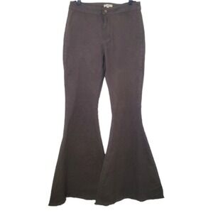 Home Folk Brown Denim Flare Jeans Raw Hem Bellbottoms 70s Size 12 Style HFB1800B